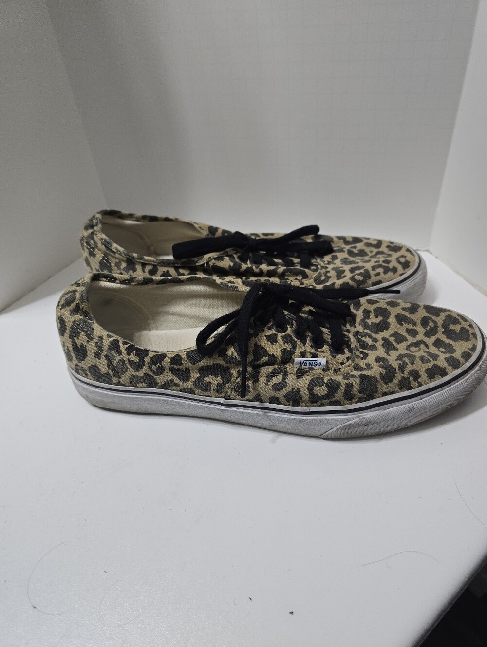 Vans Leopard-Print Canvas Sneakers in Beige and Black